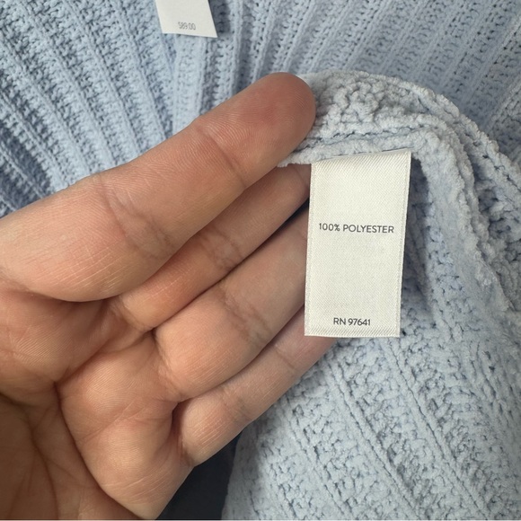 NWT J. Jill Plus Size 3x Chenille Knit Sweater Baby Powder Blue Hydrangea Preppy - Picture 3 of 6